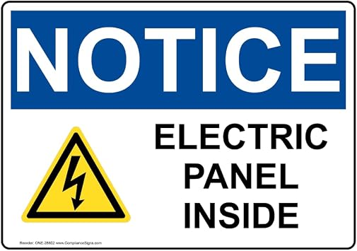 NOTICE Electric Panel Inside OSHA Label Decal, 5x3.5 inch 4-Pack Vinyl for Electrical White, Made in USA