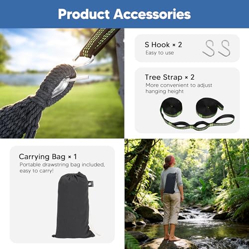 Image of SUNCREAT Hammocks Outdoor Portable Tree Hammock for Outside, Dark Gray
