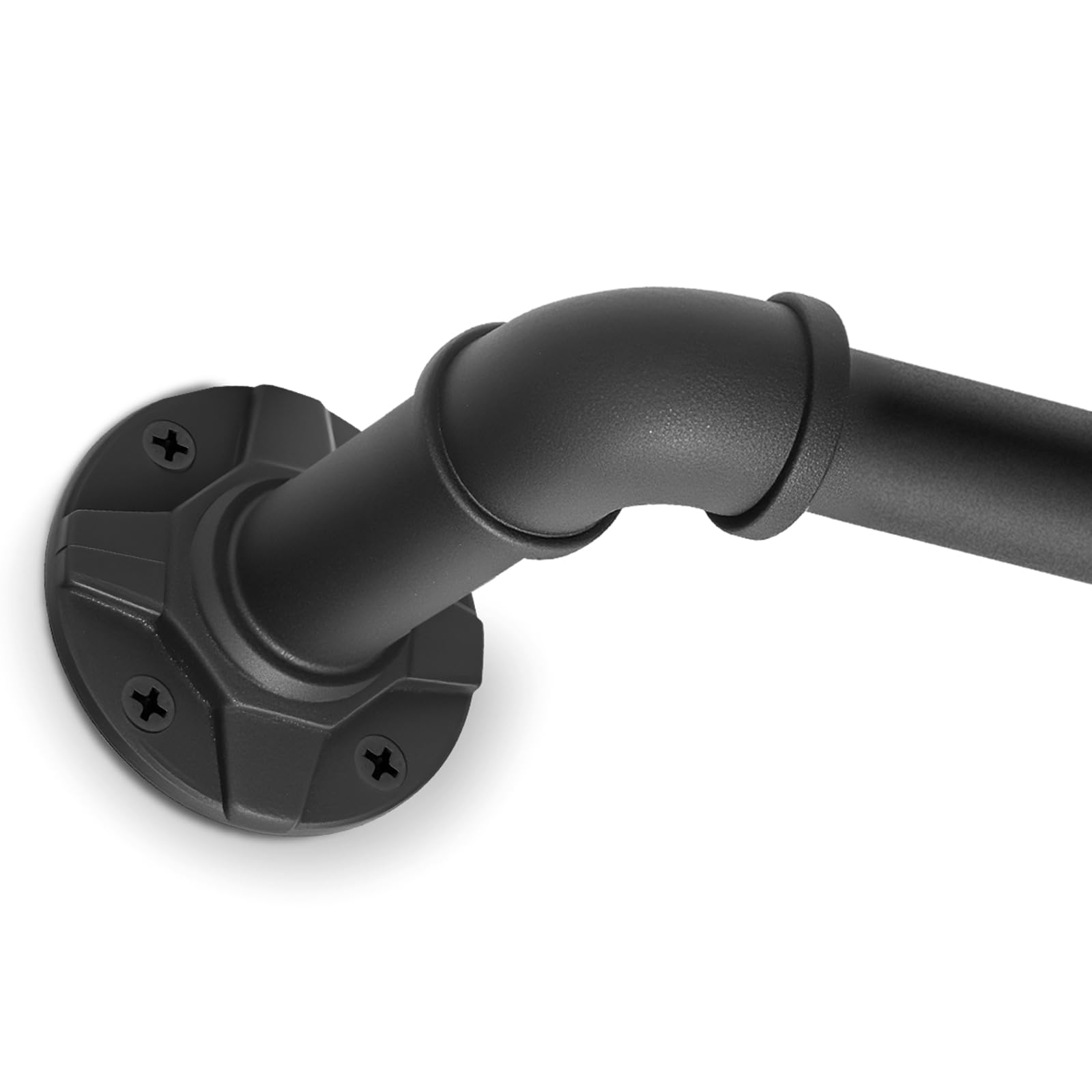 Industrial Extra Long Curtain Rods for Windows 240 Inches - 1" Heavy Duty Blackout Wrap Around Drape Rod, Ceiling Mounted Room Divider, Adjustable Matte Black Metal Pipe Rods Outdoor/Indoor