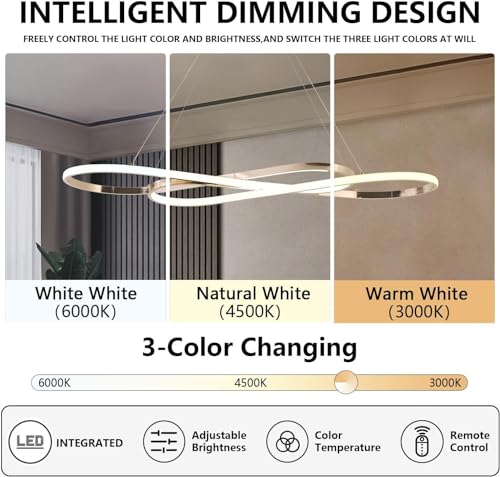 Image of Gold 29.53in Modern Dimmable LED Pendant Chandelier