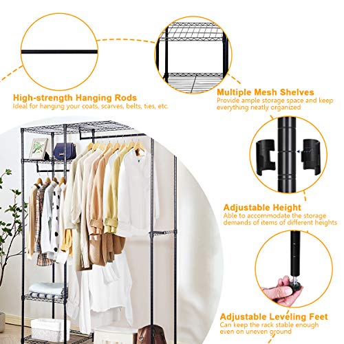 S Afstar Safstar Clothing Garment Rack Heavy Duty Wire Shelving Closet Clothes Stand Rack Double Rod Wardrobe Metal Storage Rack Freestanding Cloth Armoire Organizer (1 Pack) #TOP4