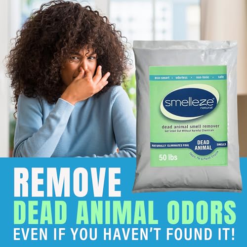 Image of SMELLEZE Dead Animal Odor Eliminator - Strong Odor Removal - 50 lb. Bag | Natural & Safe Indoor & Outdoor Use - Granules, 50 lbs.