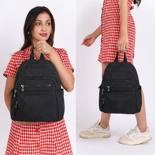 Image of TS WITH TECHSUN Stylish Lightweight Water Resistant Backpack for Women Girls | Anti-Theft Adjustable Shoulder Strap Bag | Multipocket Daypack for Travel, Shopping, Office, Outdoor, Work