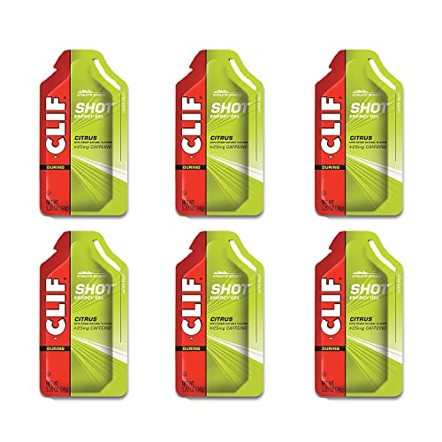 Clif Shot - Energy Gels - Citrus Flavor - 25Mg Caffeine- Non-Gmo - Quick Carbs & Caffeine For Energy - High Performance & Endurance - Fast Fuel For Cycling And Running (1.2 Ounce Packet, 6 Count) #TOP1
