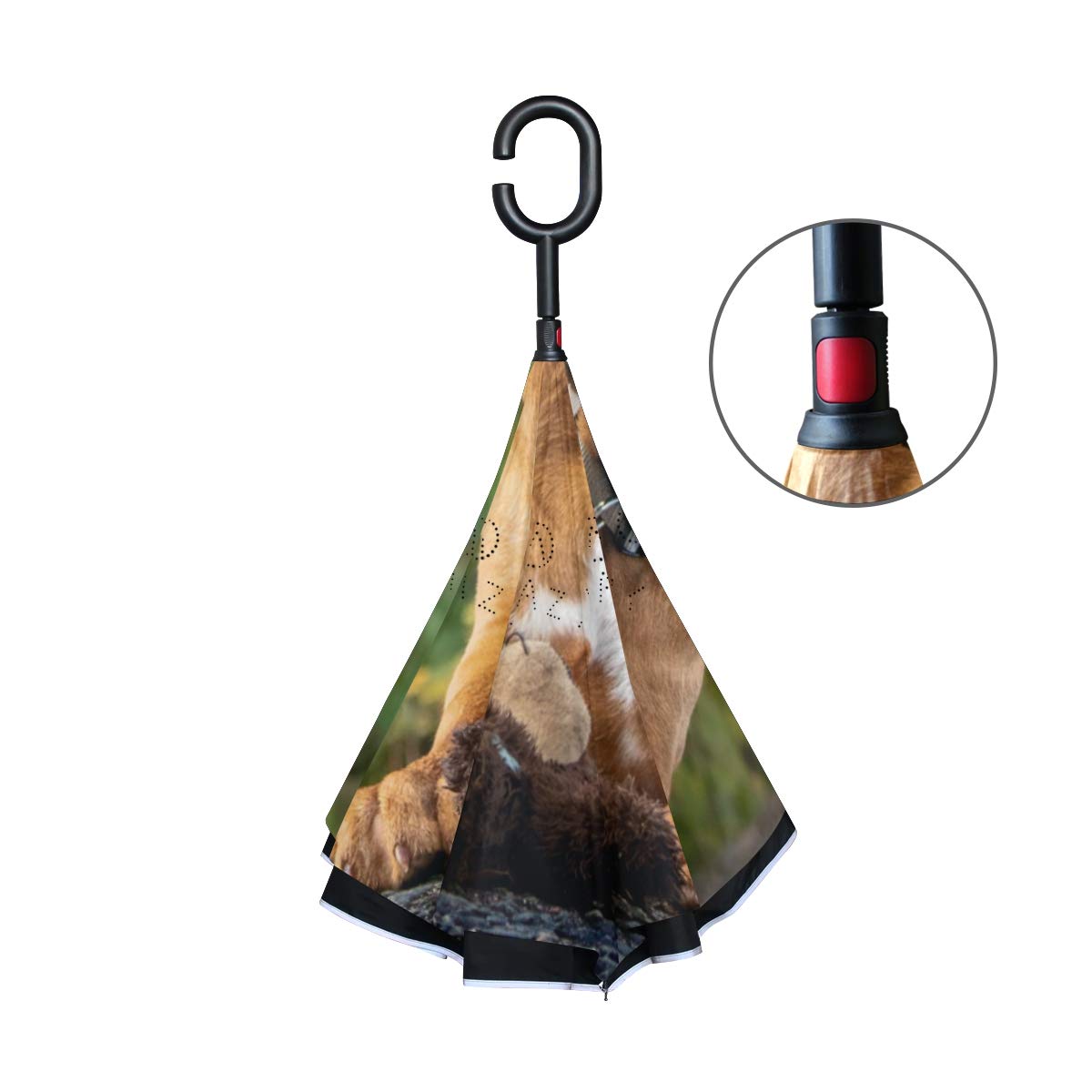 Paraguas con diseño de cachorro de animales divertidos invertidos al revés, a prueba de rayos UV, doble capa para mujeres, Multi9, talla única