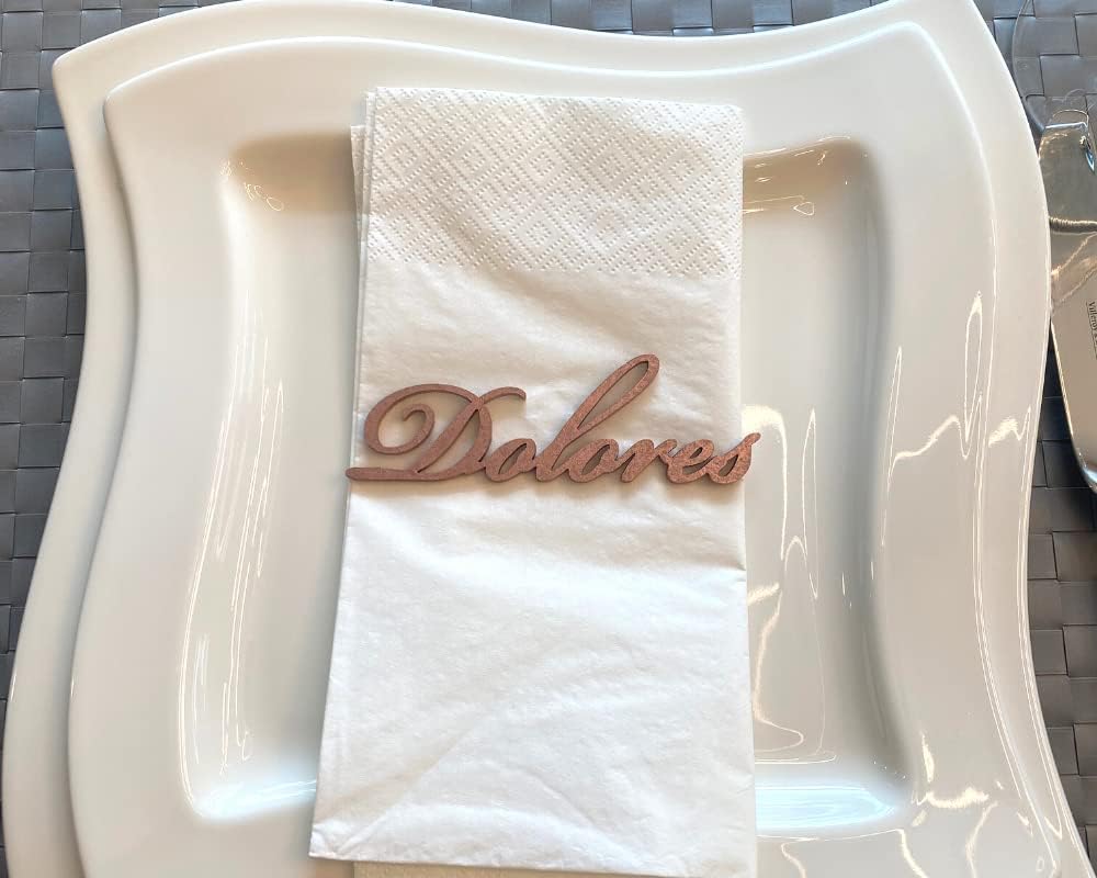 Anillos De Servilleta De Madera Personalizados, Nombres De Mesa De