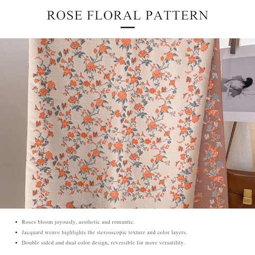 Winter Scarf Cashmere Shawl Romantic Rose Pattern Two-Color Reversible Scarf With Tassel Large Pashmina Warm Stole3