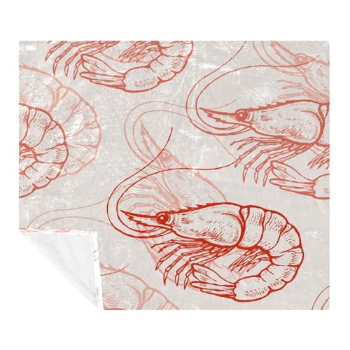 Couverture molleton microfibre 150x200 motif crevettes - 2