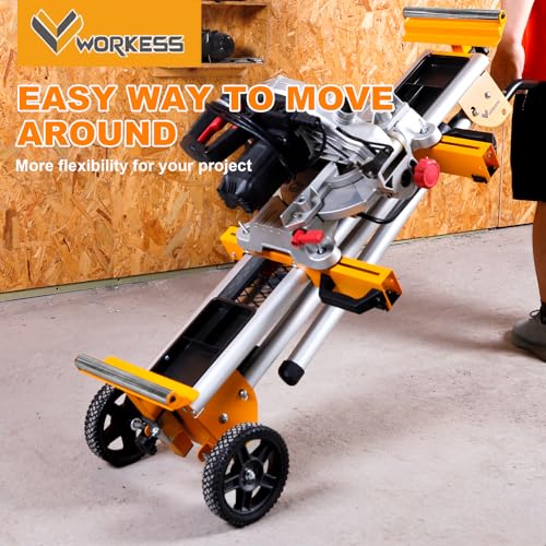 Portable Miter Saw Stand with 6.75 in Wheels 330 lbs Load Capacity Heavy Duty Universal Mitre Saw Stand Tool Storage Trays WK-MS080