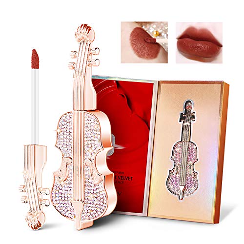 Gireatick Long Lasting Matte Lipstick In Velvety Red, Unique Violin Appearance Design, Waterproof Durable Mist Liquid Lipstick With Gift Box #TOP1