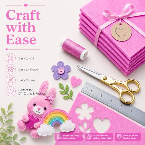 Image of Lilac Large Felt Fabric 36 inch x 36 inch (1 Square Yard), 1mm Stiff Felt Sheet, Nonwoven Fabric for Crafts, DIY Projects, Art, Sewing, Lining & Decorations