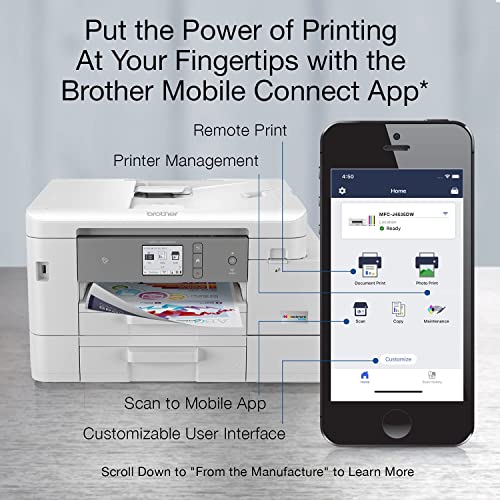 Image of Brother MFC-J4535DW INKvestment Tank All-in-One Color Inkjet Printer with NFC, Duplex and Wireless Printing Plus Up to 1-Year of Ink in-Box, Works with Alexa (Renewed), White