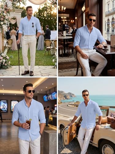 Image of Leriya Fashion Shirt for Man New |Textured Shirts for Men | Long Sleeve Button Down Shirt |Beach Holiday Trendy Evening & Vacation Outfit