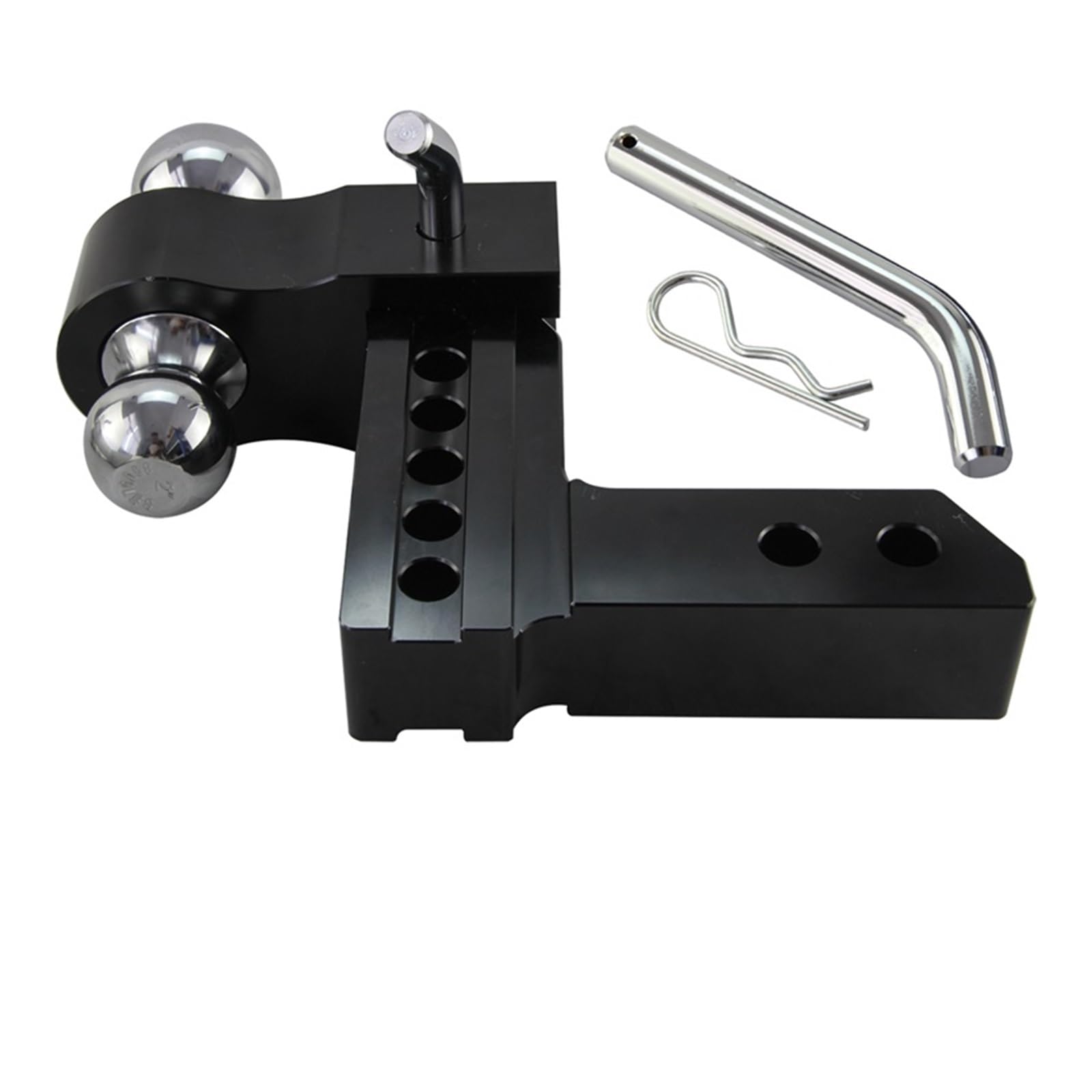 Trailer Hitch, 2'' Receiver 6'' Drop Adjustable Trailer Towing Hitch Dual Ball Mount 12500lbs for RV Truck Camper Car Caravan Accessories