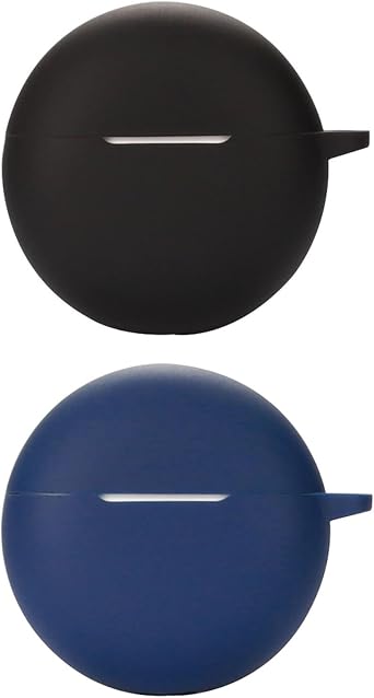 2 Pack DAYJOY Soft Silicone Protective Case Cover Compatible with Oppo Enco Buds2 Earbuds, Protective Skin Sleeve with Key Chain Black+Blue