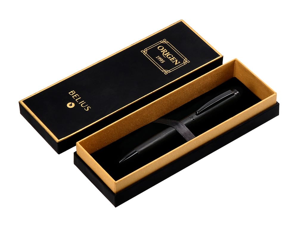 BELIUS PEN ORIGIN 1995 ALUMINIUM TEXTURE BRUSHED COLOR BLACK INK BLUE DESIGN BOX
