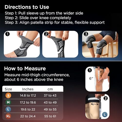 Image of Dr Trust USA 4520 Knee Cap Pro for Knee Pain, Meniscus Tear, ACL Arthritis, Sports and Recovery Support, Advanced Compression Knee Sleeve for Joint Stability Recovery Knee Brace For Men and Women - Medium (1 Pair)