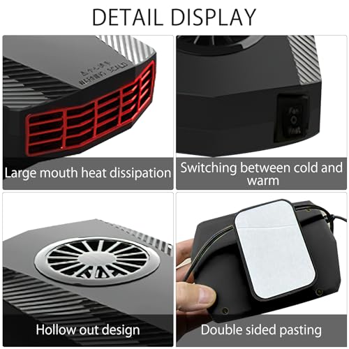 HENGBIRD Auto Heizlüfter, 12V 150W Auto Defroster Demister, Auto Heizung Defroster und Kühlventilator, 360° Drehbar, 2-in-1 Auto Warmluftgebläse Elektrisch Fan Windschutzscheibe Defroster Demister