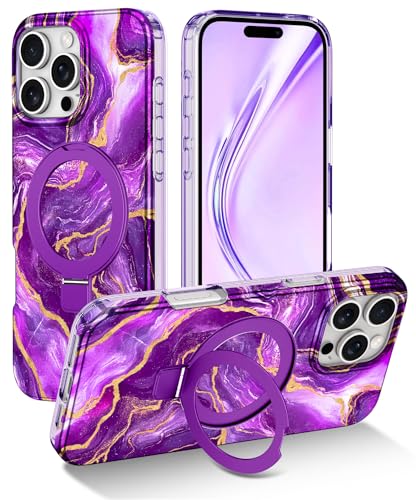 Casehas for iPhone 16 Pro Max Case 2024, [Magnetic Invisible Stand] [Compatible with MagSafe] [Military Grade Drop Protection] Slim Translucent Matte Back Shockproof Protective Cover, Deep Purple - image 1