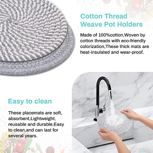 Trivets For Hot Dishes, 6 Pieces Pot Holders For Kitchen, 100% Cotton Woven Hot Pads For Kitchen, Trivets For Kitchen Heat Resistant, 11.8 Inches And 7 Inches #TOP2