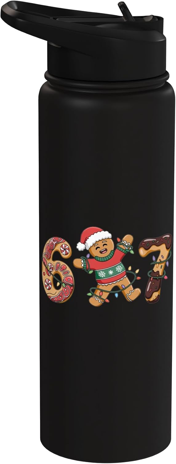 Gingerbread Ice Cream Drip 67 Trending Meme Gen Alpha Slang Stainless Steel Insulated Water Bottle