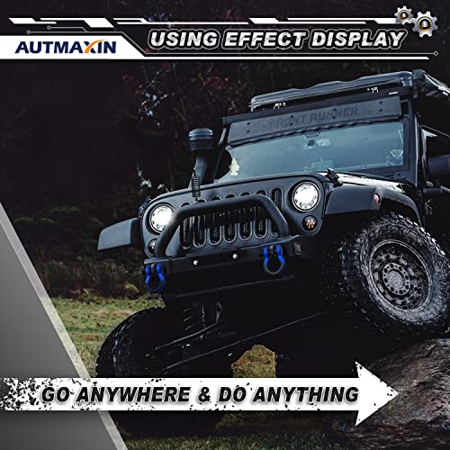 Autmaxin D Ring Shackles 3/4" Shackle (2 Pack) - 58,000Ibs Break Strength With 7/8" Anti-Loose Security Pin, Shackle Isolator Washer Kits For Tow Strap Winch Off-Road Vehicle Recovery, Blue & Black #TOP6