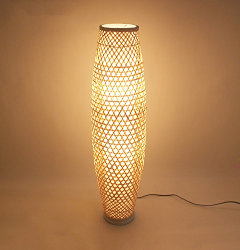 ZHDC® Lampe de plancher en bambou, Asie du Sud-Est Style japonais style rustique Salon de salon de salon Zen Nordic E27 * 3 Couleurs primaires en bambou lampadaire