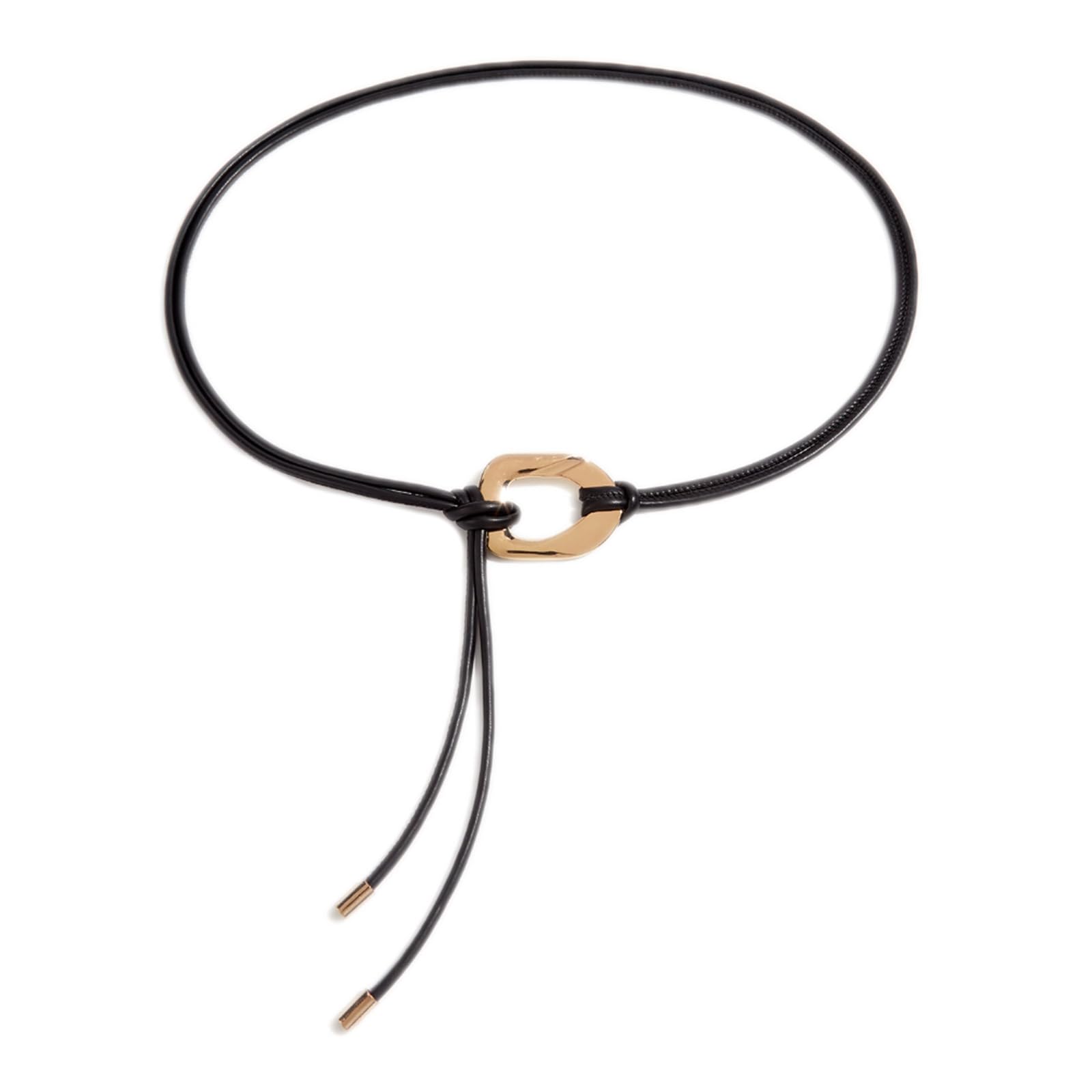 Yazhuq Waist Belt Simple Golden Buckle with Tie Vintage Buckle Girl Waist Chain PU Oversized Buckle