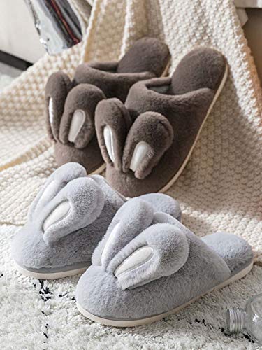 Hopelong Women's Cute Rabbit Ears Plush House Slippers - Non-Slip Fluffy Indoor Warm Animal Slippers 5