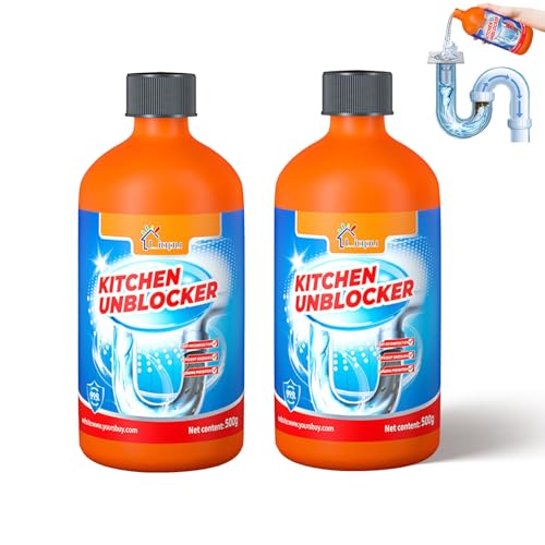 Liapu 2pcs Liquid Plumber Drain Cleaner, Drain Clog Remover, Kitchen Strength Hair Eliminator Gel Clog Remover Bathroom Cleaning Supplies for All Septic Systems And Pipes