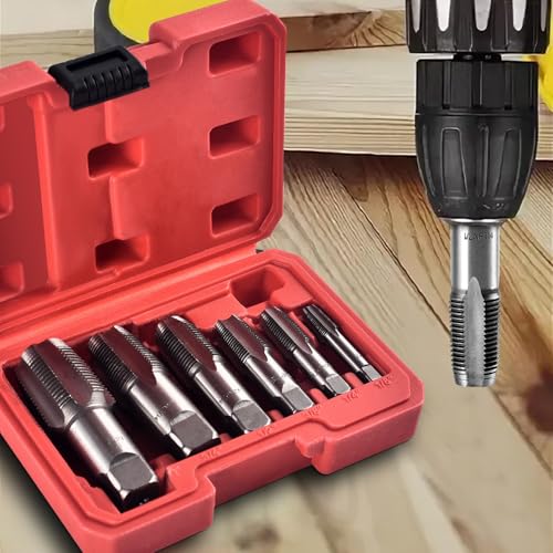 5-teiliges NPT-Rohrgewindebohrer-Set, 3/4, 1/2, 3/8, 1/4, 1/8 Zoll Sanitär-Werkzeugsatz Zum Gewindeschneiden aus Kohlenstoffstahl, Gewindebohrer-Set, Vielseitige NPT-Gewindegrößen