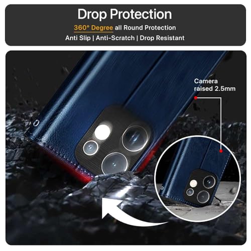 Image of WOW IMAGINE Shock Proof Flip Cover Back Case Cover for Vivo V60 5G | V60e 5G | Vivo T4 Pro 5G (Flexible | Leather Finish | Card Pockets Wallet & Stand | Blue)