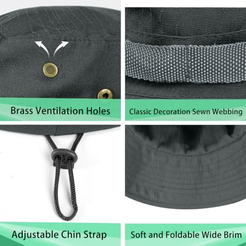 Image of Sun Hats for Men Women Boonie Hat UPF 50+ Bucket Hat Wide Brim UV Protection Fishing Hiking Safari Outdoor Hats