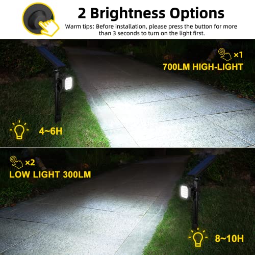 Roshwey Solar Lights Outdoor, 22 Led 700 Lumens Bright Solar Powered Flood Lights Waterproof Spotlight Outside Lights For Garden, Driveway, Pathway, Walkway - Cool White, 2 Pack #TOP3