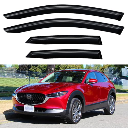 Image of Window Visors Rain Guards for 2020-2026 Mazda CX-30, Out-Channel Window Vent Wind Deflectors Visors Shades for 20-25 Mazda CX30 2.5 S Select Sport Preferred Premium Turbo