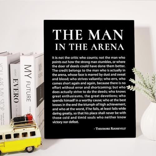 Jerloe Inspirational Canvas Wall Art Motivational The Man In The Arena Quote Canvas Print Positive Speech Quotes Canvas Painting Office Home Wall Decor Framed Gift 12X15 Inches  thumb #2