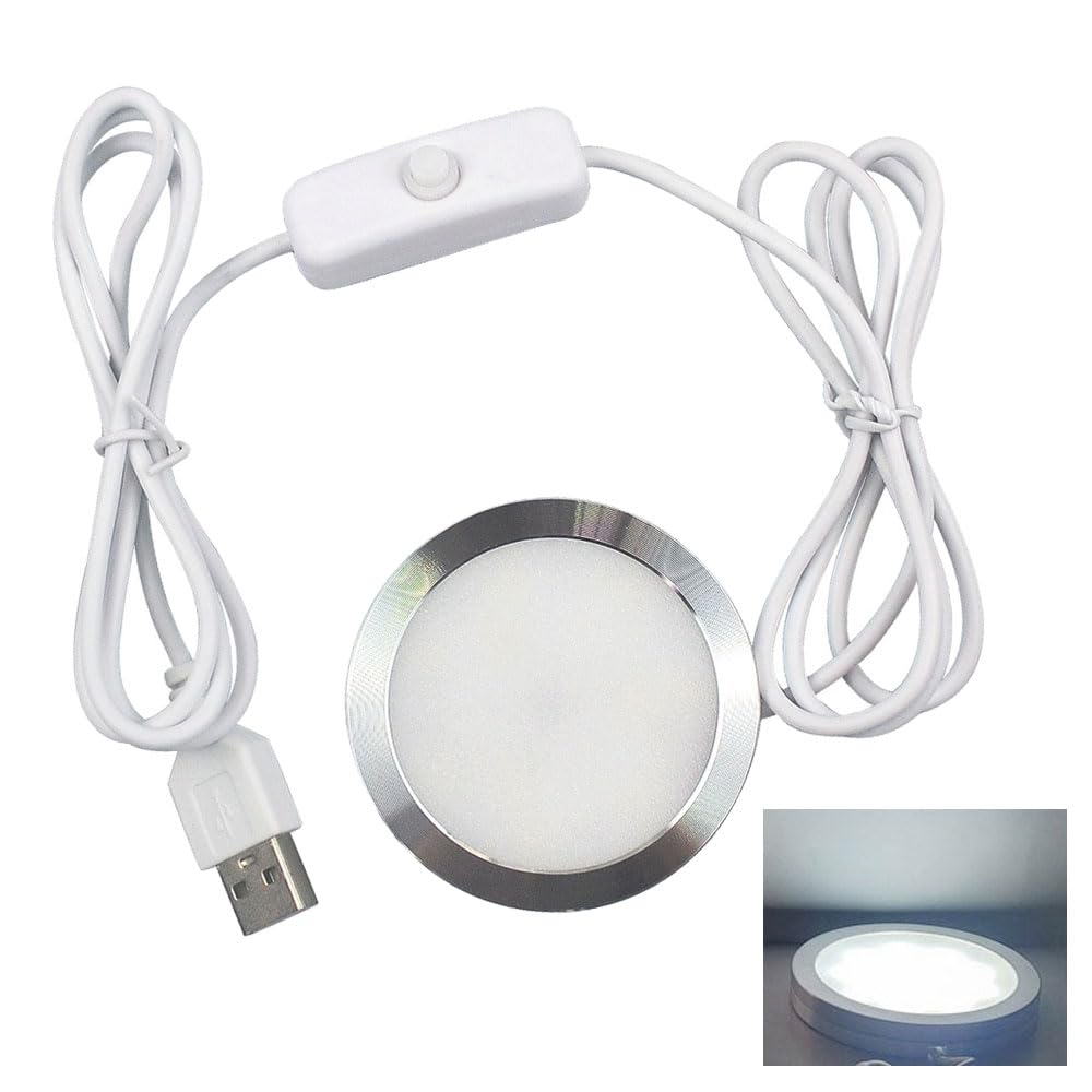 LED Spotlight with Switch Indoor Mini Ultra-Thin 5V USB 3M Adhesive Sticker Surface Mounted Under Counter Lighting Model Display Lamp Campus Desk