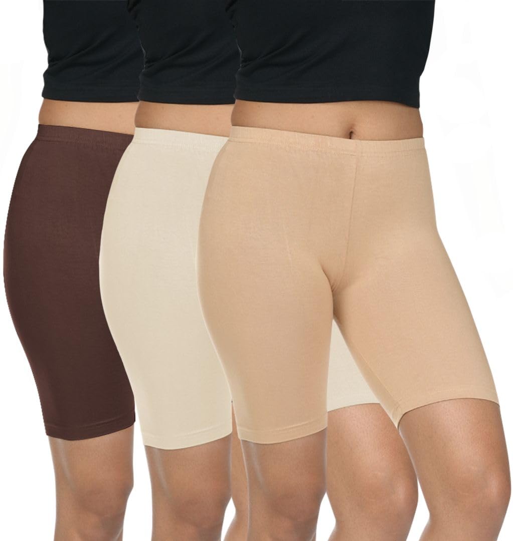 fly birds Pack of 3 Women Viscose Blend Solid Shorts (Brown/Cream)-picture-30