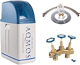 Aqmos R2D2-32 Wasserenthärtungsanlage mit Anschlussset 1" und Montageblock 1" | Wasserenthärter für Haushalte bis zu 3 Personen | Entkalkungsanlage Antikalkanlage Entkalker für weiches Wasser
