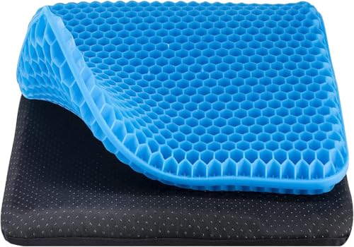 Image of Square Egg Seat Cushion for Long Sitting, (2.4 Inch Extra Thick) Soft & Breathable EggCushions for Pressure Relief, Chair Cushion for Hip Pain, Wheelchair with No Pressure Points-Blue,1PCS