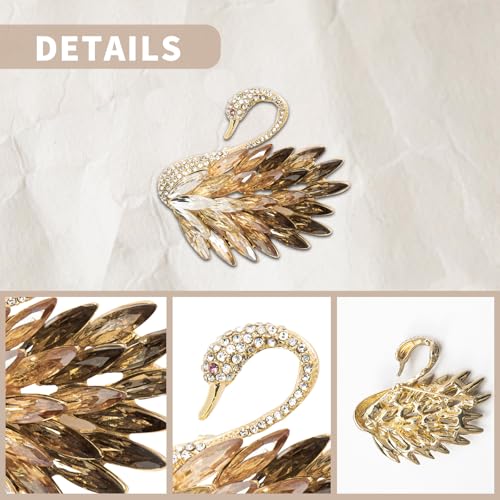 Image of Elegant Rhinestone Swan Brooch for Women, Crystal Swan Lapel Pin for Coat Jacket Scarf, Fashion Jewelry Gift for Mom Wife Girlfriend Birthday Anniversary Christmas