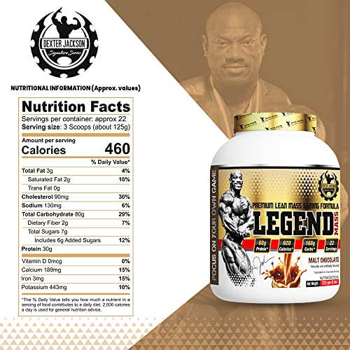 Image of Dexter Jackson Legend Mass - Premium Lean Mass Gaining Formula | Malt Chocolate Flavor | 2722g, 6 lbs - Gain Muscle Mass Efficiently!