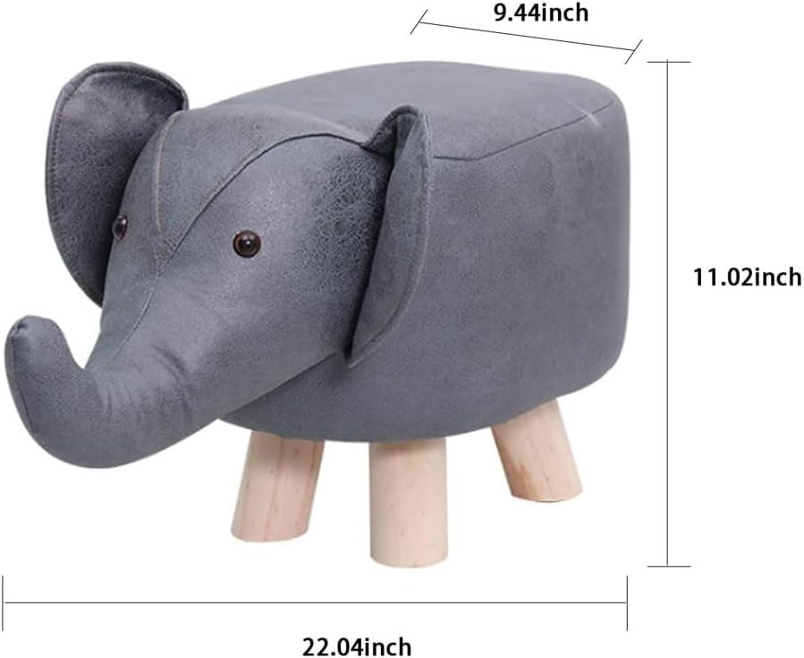 animal footstools, cute animal shaped ottomans, soft padded cushion foot rest step stool chair for kids children, light weight sturdy solid wood bench shoes stool (green hippo)