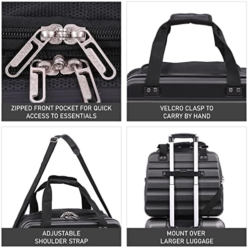 Aerolite Easyjet Maximum Size 45x36x20cm Hand Cabin Luggage Approved Hard Shell Travel Carry On Holdall Shoulder Under Seat Flight Bag with 2 Year Warranty (Black)