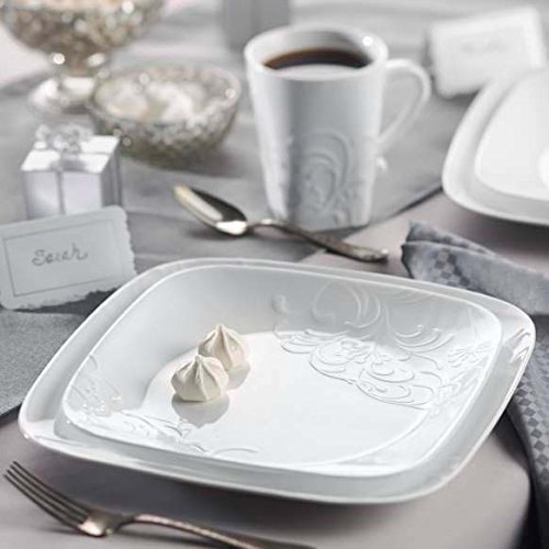image for Corelle 16-Piece Vitrelle Glass Cherish Chip and Break Resistant Embos