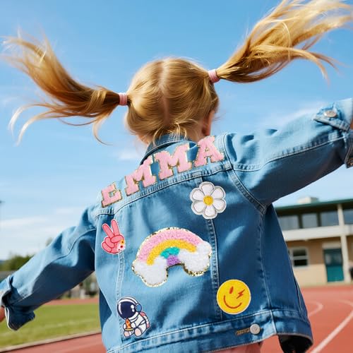 Personalized Denim Jacket with Names, Back to school clothes, Custom jean jacket for girls and boys,Spring & Fall Jackets,1-8 Year Old Birthday Christmas Gifts2