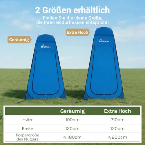 WolfWise PRO Pop Up Duschzelt Camping Silberbeschichtet mit Boden, Überzelt – Ansicht 5