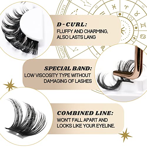 Lash Clusters 5 Pairs D Curl B&Q Lash Cluster Lashes Diy Lash Extensions Eyelash Clusters Volume Individual Lashes Wispy Lashes Cluster Eyelash Extensions Diy At Home (Set-01,5 Pairs) #TOP1