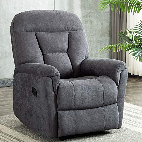 Bonzy Home Recliner Chair - Manual Overstuffed Fabric Recliner - Home Theater Seating