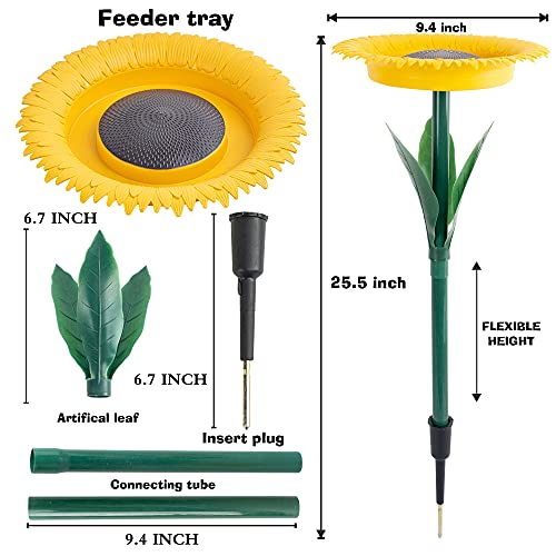 FUNPENY Bird Bath Feeders Bowl for Outdoors, Outside, Coneflower Bird Feeder, Hummingbirds, Bluebird, Oriole Feeders, Standing Sunflower Wild Bird feeders Stakes Decor for Garden Yard Decorations
